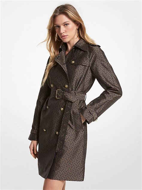 Logo Jacquard Trench Coat 